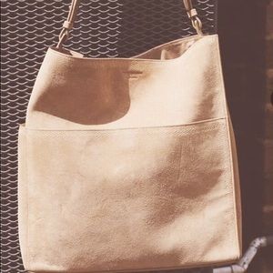 All Saints Light Pink Suede Ziggy Bag